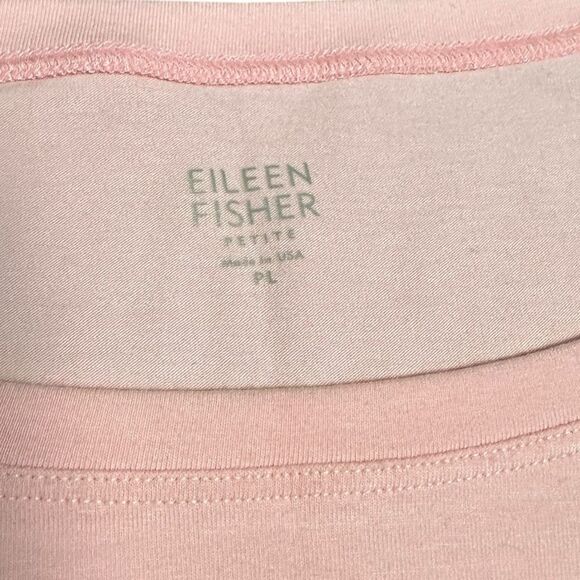 EILEEN FISHER Women’s Pink Organic Cotton Stretch Scoop Neck Tee Petite Large - Picture 3 of 5